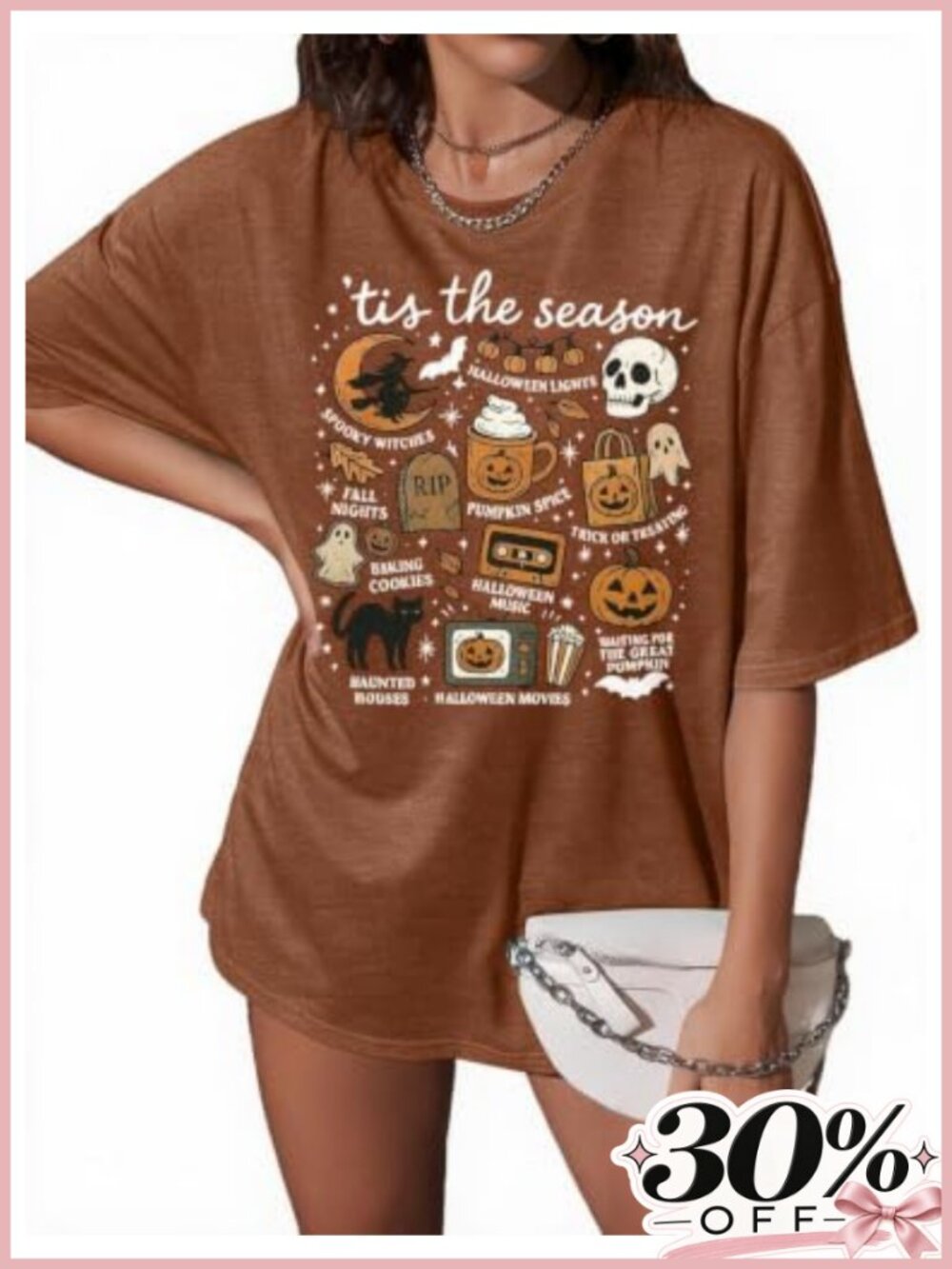 Oversized Halloween Ghost T-Shirt Spooky Season Tee for Women